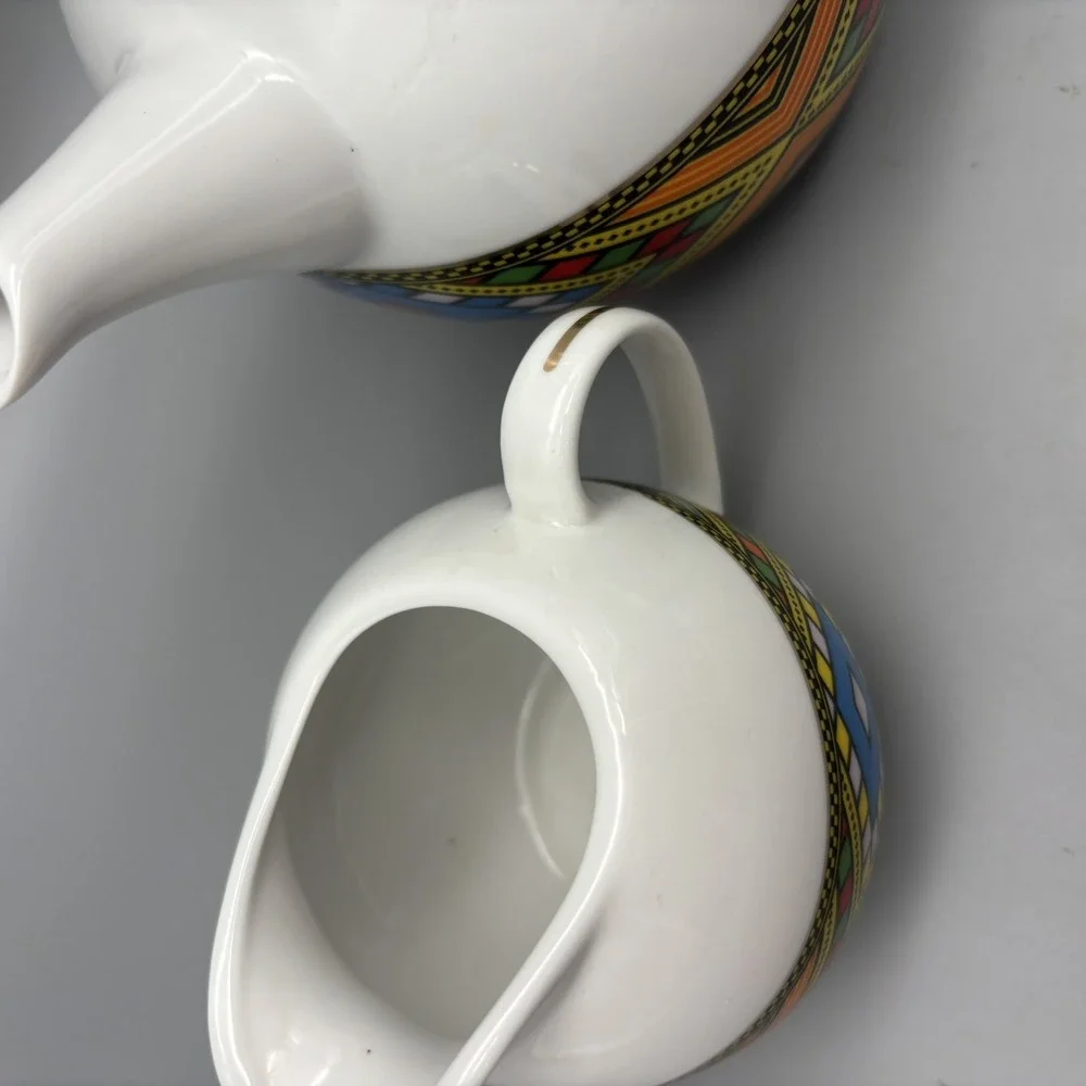 Ethiopian Coffee / Tea Pot Set Fine Porcelain Creamer And‎ Sugar